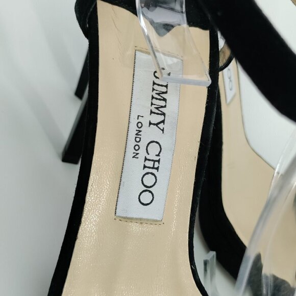 Jimmy Choo Suede Open Toe Sandals Mirror Platform Size 38 - Picture 5 of 6